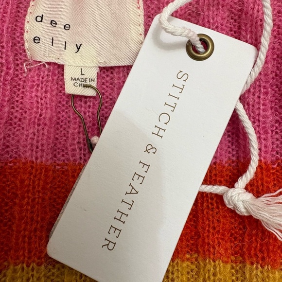 NWT Dee Elly Women’s Multi Color Striped Cropped Cardigan Sweater | Size L - Picture 7 of 12